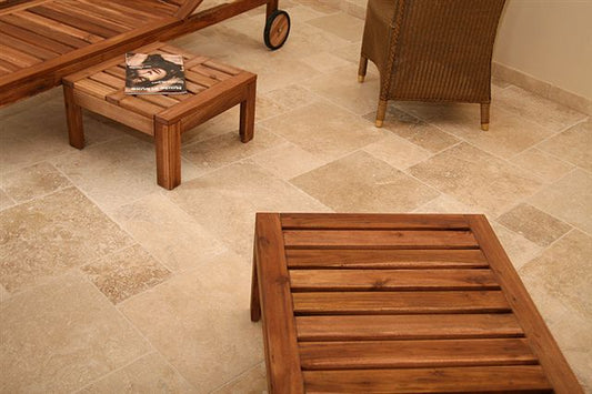 Travertin Beige Nuancé 4 Formats Rive Sciée (Non-rebouché)